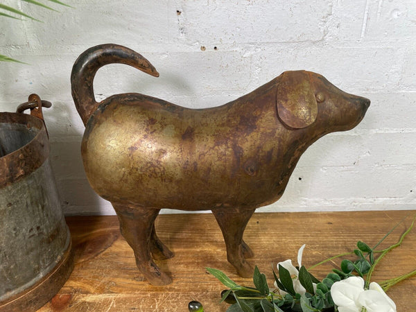 Rustic Reclaimed Handmade Metal Dog Puppy Spaniel Garden Sculpture Ornament