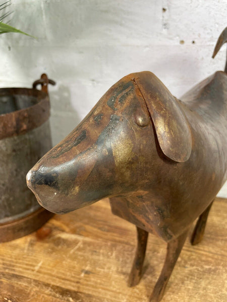 Rustic Reclaimed Handmade Metal Dog Puppy Spaniel Garden Sculpture Ornament