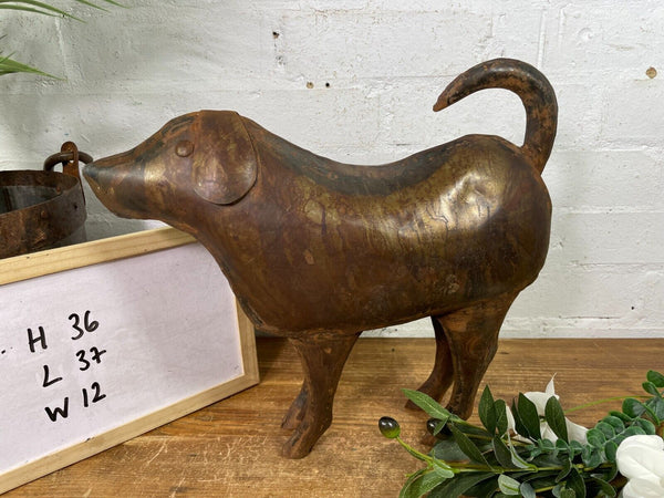 Rustic Reclaimed Handmade Metal Dog Puppy Spaniel Garden Sculpture Ornament