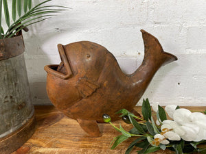 Rustic Reclaimed Handmade Metal Fish Watering Can Water Feature Garden Sculpture