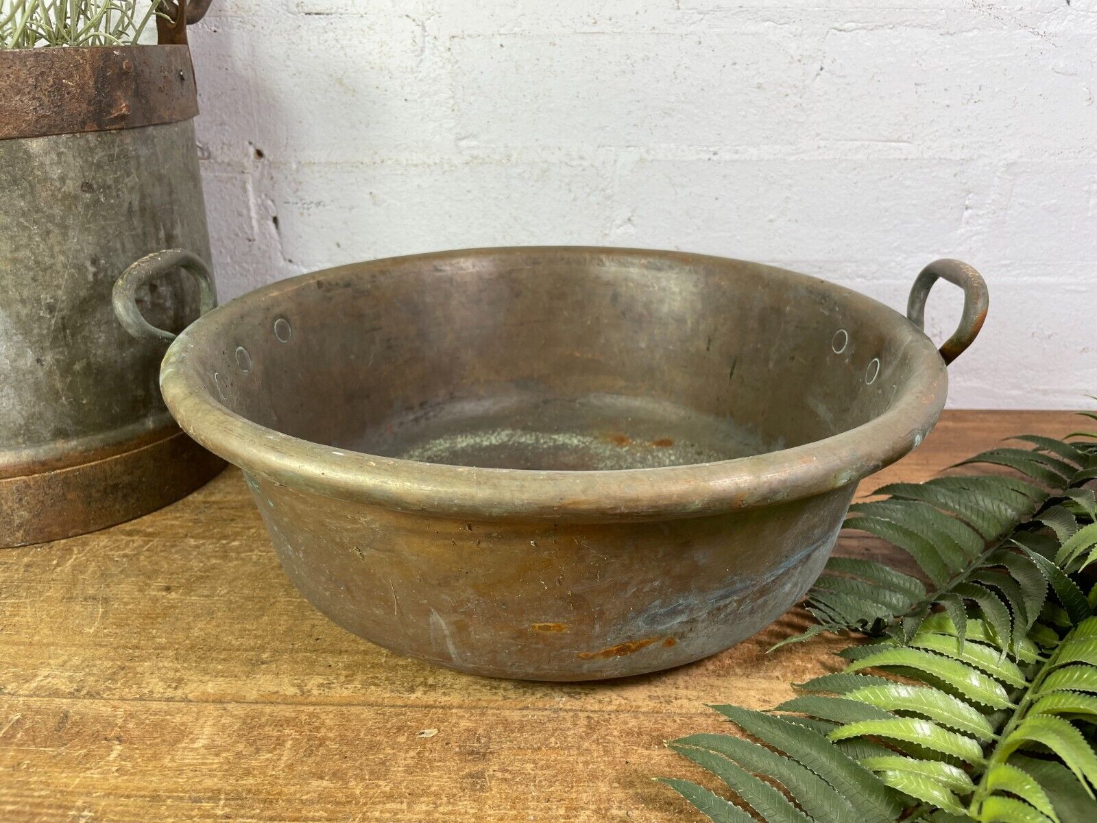 Large Antique Vintage Heavy Duty French Copper Jam Making Pot