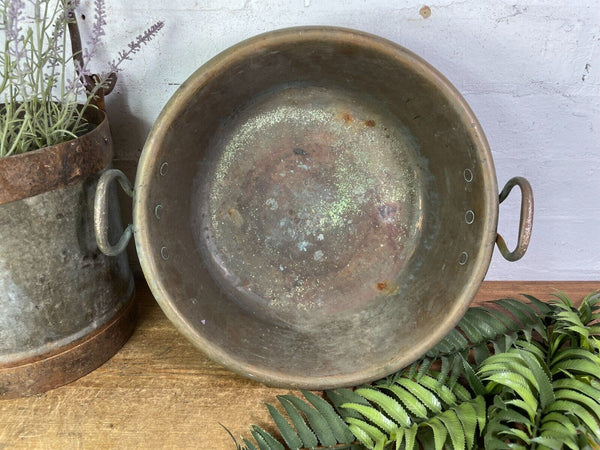 Large Antique Vintage Heavy Duty French Copper Jam Making Pot