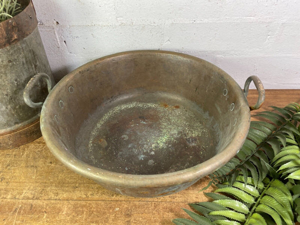Large Antique Vintage Heavy Duty French Copper Jam Making Pot