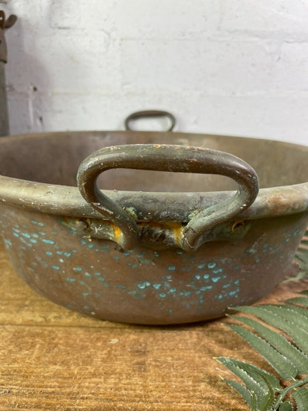 Large Antique Vintage Heavy Duty French Copper Jam Making Pot