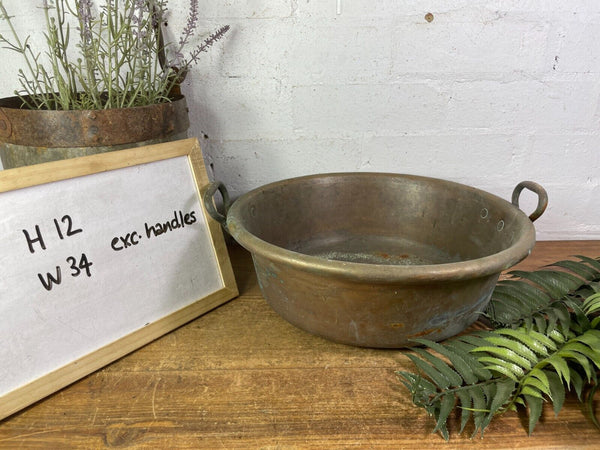 Large Antique Vintage Heavy Duty French Copper Jam Making Pot