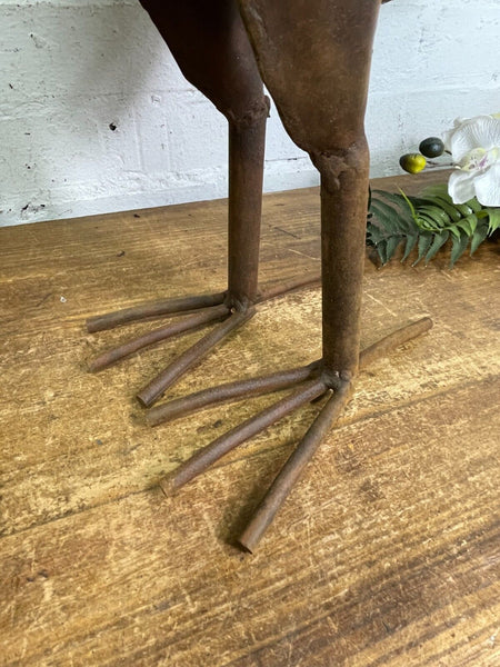 Large Rustic Reclaimed Recycled Metal Rooster Chicken Garden Sculpture Ornament