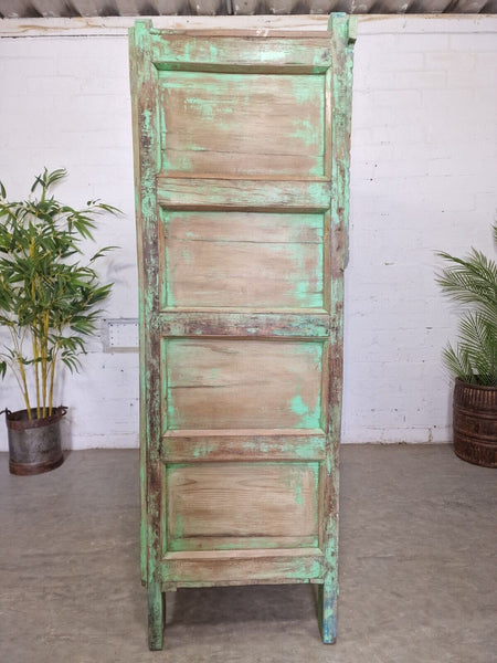 Vintage Rustic Indian Green Wooden Shop Display Bathroom Kitchen Drinks Cabinet
