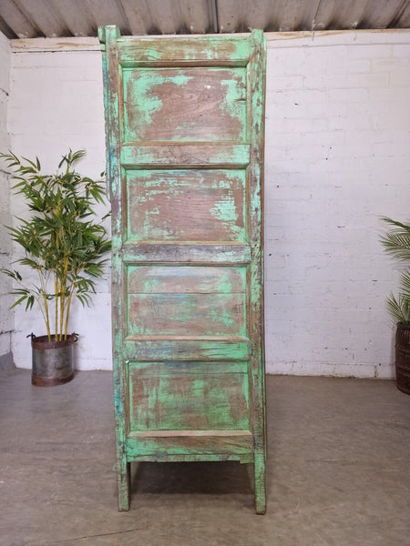 Vintage Rustic Indian Green Wooden Shop Display Bathroom Kitchen Drinks Cabinet