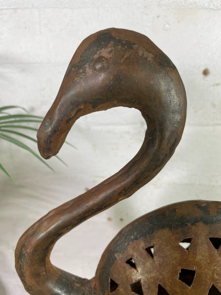 Rustic Reclaimed Handmade Metal Crane Flamingo Herring Garden Sculpture Ornament