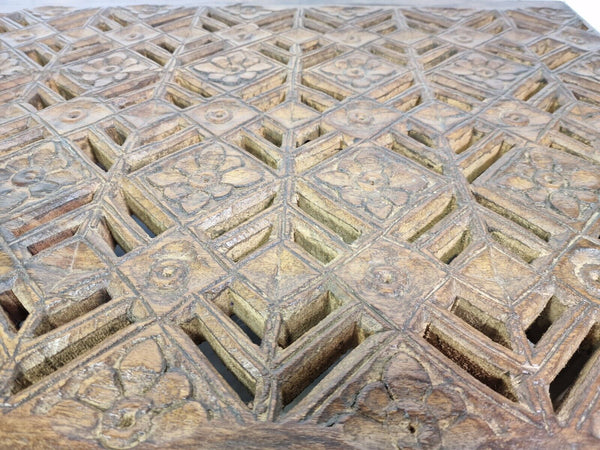 Antique Indian Colonial Hand Carved Solid Wooden Coffee Table