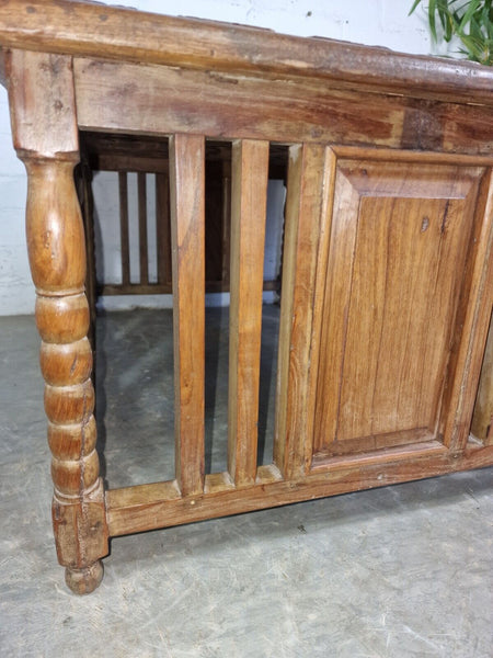 Antique Indian Colonial Hand Carved Solid Wooden Coffee Table