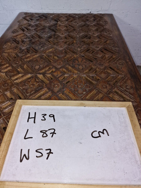 Antique Indian Colonial Hand Carved Solid Wooden Coffee Table