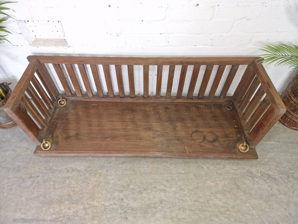 Vintage Antique Indian Hardwood Two Seater  Garden Patio Swing Bench Seat