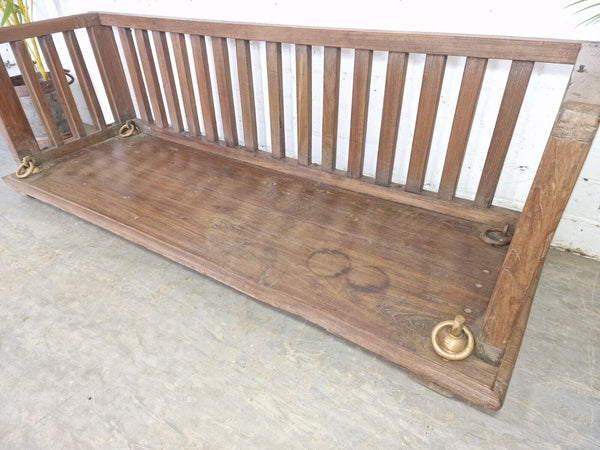 Vintage Antique Indian Hardwood Two Seater  Garden Patio Swing Bench Seat