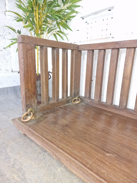 Vintage Antique Indian Hardwood Two Seater  Garden Patio Swing Bench Seat