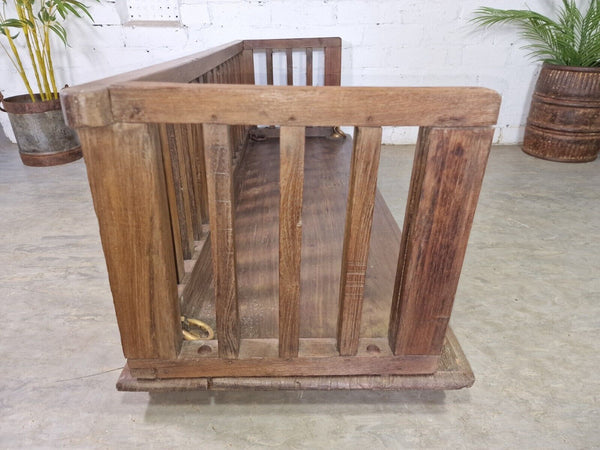 Vintage Antique Indian Hardwood Two Seater  Garden Patio Swing Bench Seat