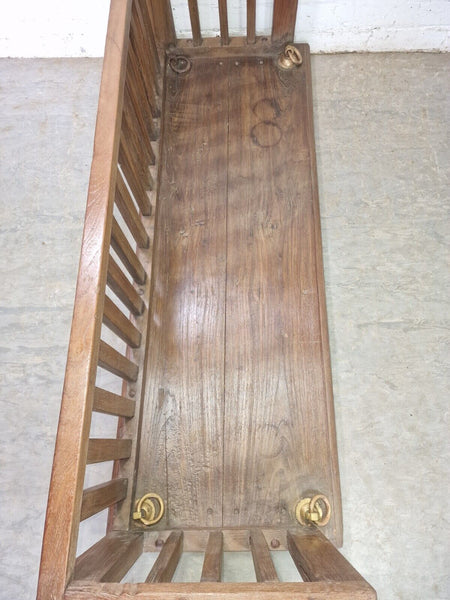 Vintage Antique Indian Hardwood Two Seater  Garden Patio Swing Bench Seat