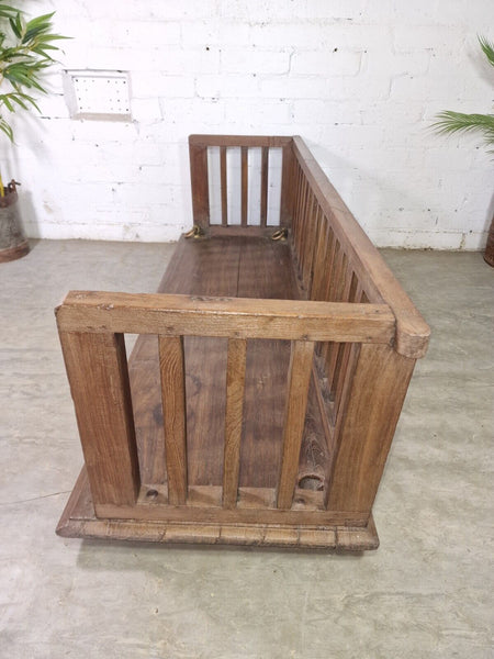Vintage Antique Indian Hardwood Two Seater  Garden Patio Swing Bench Seat