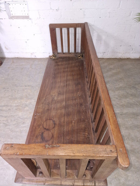 Vintage Antique Indian Hardwood Two Seater  Garden Patio Swing Bench Seat