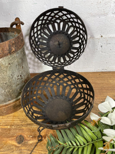 Rustic Handmade Metal Lattice Hanging Ball Candle Lantern