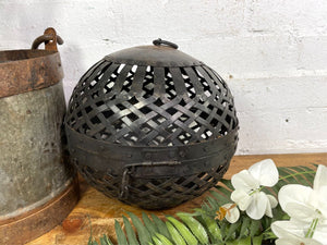 Rustic Handmade Metal Lattice Hanging Ball Candle Lantern