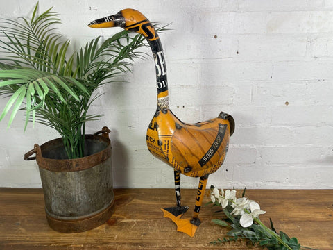 Hand Made Reclaimed Recycled Metal Oil Drum Tin Duck Geese Sculpture Garden