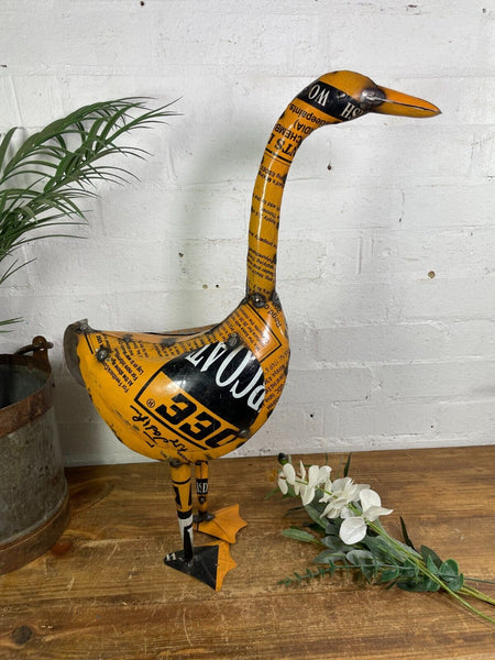 Hand Made Reclaimed Recycled Metal Oil Drum Tin Duck Geese Sculpture Garden