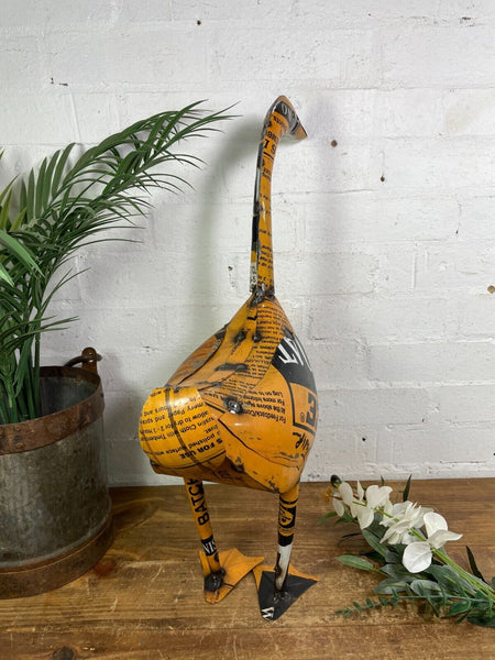 Hand Made Reclaimed Recycled Metal Oil Drum Tin Duck Geese Sculpture Garden