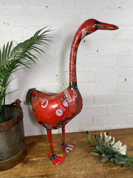 Hand Made Reclaimed Recycled Metal Oil Drum Tin Duck Geese Sculpture Garden