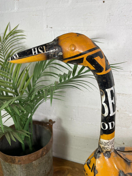 Hand Made Reclaimed Recycled Metal Oil Drum Tin Duck Geese Sculpture Garden