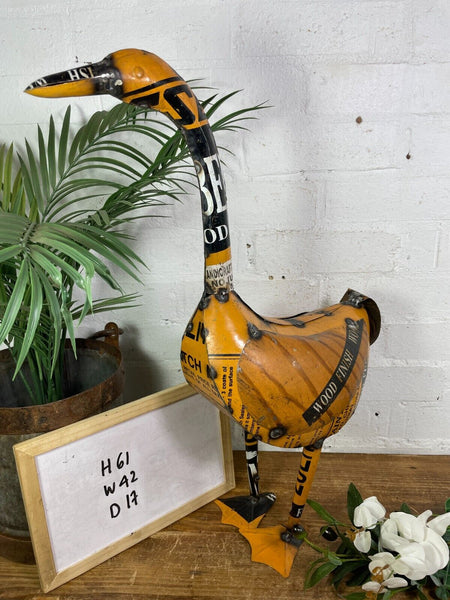 Hand Made Reclaimed Recycled Metal Oil Drum Tin Duck Geese Sculpture Garden