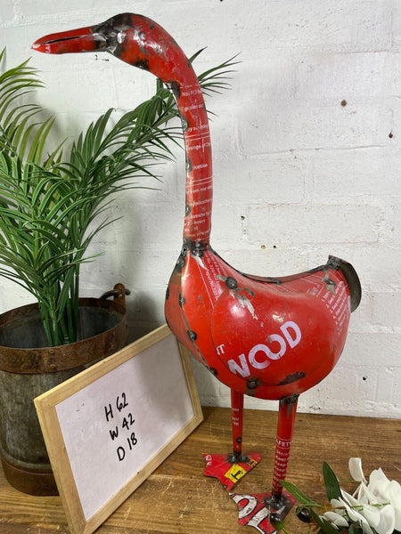 Hand Made Reclaimed Recycled Metal Oil Drum Tin Duck Geese Sculpture Garden