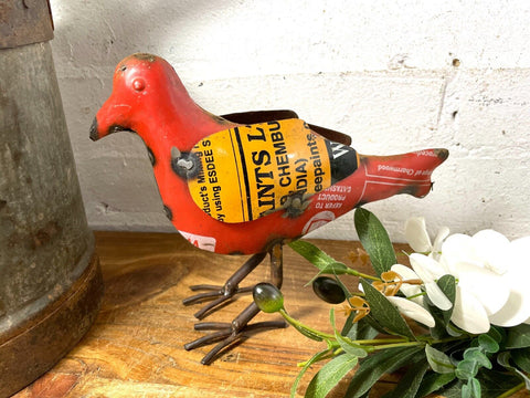 Hand Made Reclaimed Recycled Metal Oil Drum Paint Tin Bird  Sculpture Garden