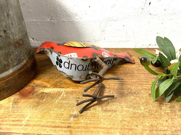 Hand Made Reclaimed Recycled Metal Oil Drum Paint Tin Bird  Sculpture Garden