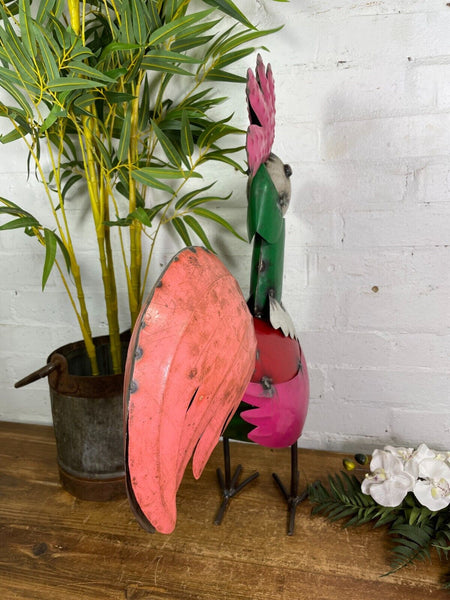 Reclaimed Recycled Metal Oil Drum Tin Rooster Cockerel Chicken Sculpture Garden