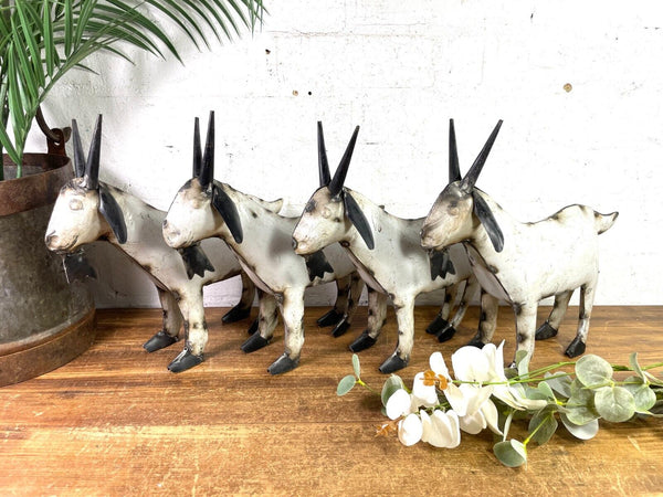 Hand Made Reclaimed Recycled Metal Oil Drum Tin Goat Sculpture Garden