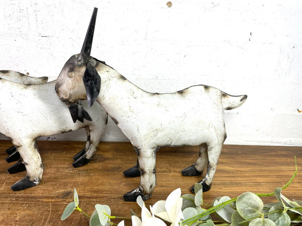 Hand Made Reclaimed Recycled Metal Oil Drum Tin Goat Sculpture Garden