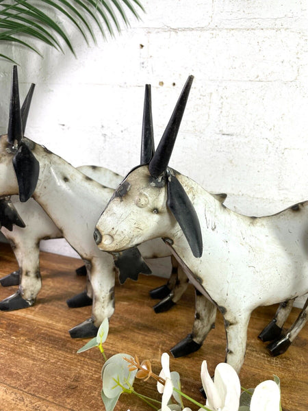 Hand Made Reclaimed Recycled Metal Oil Drum Tin Goat Sculpture Garden