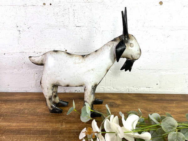 Hand Made Reclaimed Recycled Metal Oil Drum Tin Goat Sculpture Garden