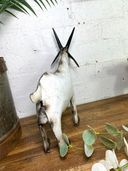 Hand Made Reclaimed Recycled Metal Oil Drum Tin Goat Sculpture Garden