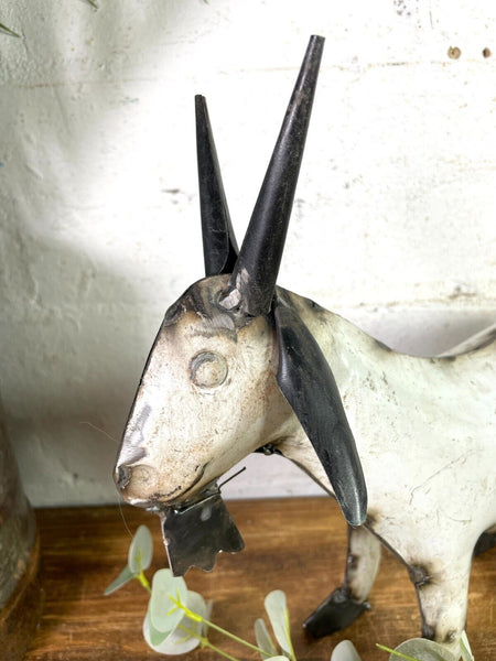 Hand Made Reclaimed Recycled Metal Oil Drum Tin Goat Sculpture Garden