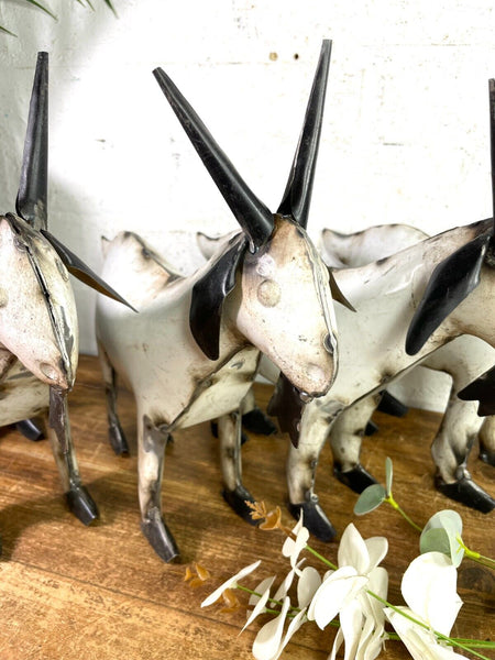 Hand Made Reclaimed Recycled Metal Oil Drum Tin Goat Sculpture Garden