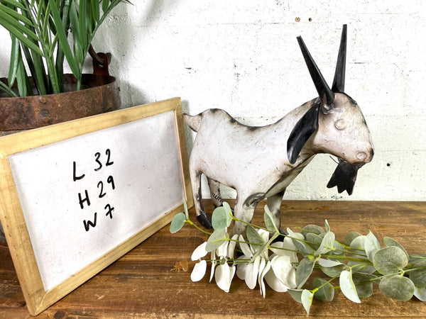 Hand Made Reclaimed Recycled Metal Oil Drum Tin Goat Sculpture Garden