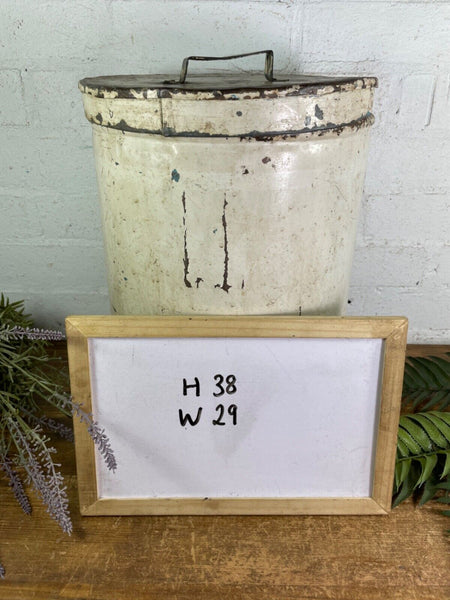 Vintage Indian Industrial Galvanised Metal Rice Grain Storage Drum Bin Cannister