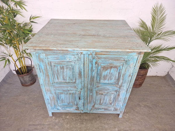 Large Vintage Indian Kitchen Island Sideboard Console Table Drinks Tv Cabinet