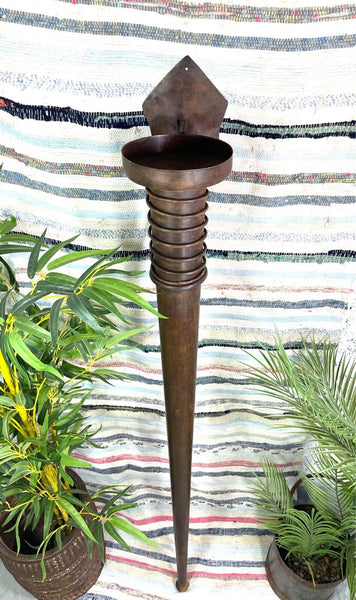 Large Rustic Reclaimed Metal Medieval Torche Torch Candle Holder Wedding Prop