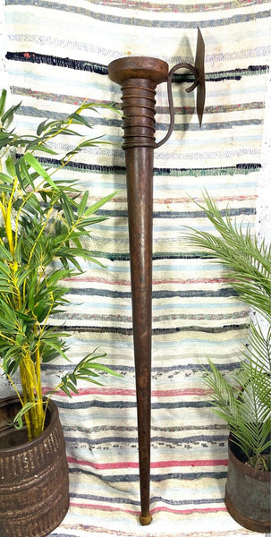 Large Rustic Reclaimed Metal Medieval Torche Torch Candle Holder Wedding Prop