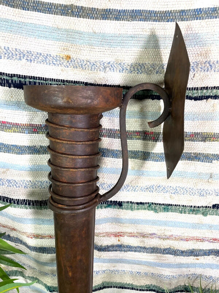 Large Rustic Reclaimed Metal Medieval Torche Torch Candle Holder Wedding Prop