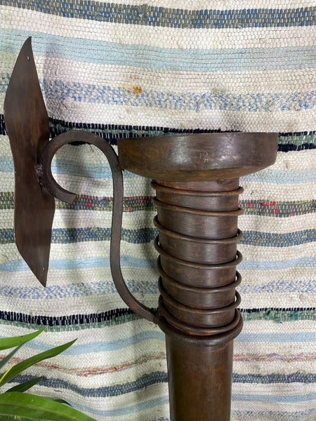 Large Rustic Reclaimed Metal Medieval Torche Torch Candle Holder Wedding Prop