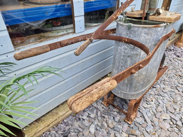 Old Antique Vintage Galvanised Water Pump Carrier Sprayer Trolley Garden Planter